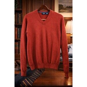 Ivy Prep Golfcore Sweater Men’s L Merino Wool Red Hickey V-Neck Pullover